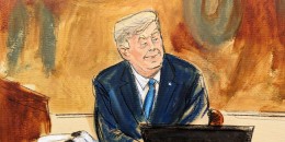 Former President Donald Trump smiles as Judge Arthur Engoron overrules his attorney's objections to the questions by the Assistant Attorney General in New York Supreme Court.