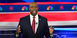 Tim Scott during the Republican presidential primary debate in Miami,