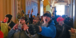Supporters of President Donald Trump protest inside the Capitol on Jan. 6, 2021.