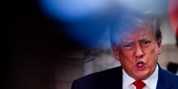 Former U.S. President Donald Trump speaks to the media as he appears for his civil fraud trial at New York State Supreme Court in New York City on Oct. 4, 2023 . 