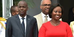 Haitian President Jovenel Moise (L) and Haitian First Lady Martine Moise are seen at the National Palace in Port-au-Prince, Haiti on May 23, 2018.