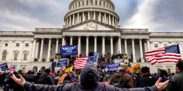 Pro-Trump protesters gather in front of the U.S. Capitol Building on January 6, 2021 in Washington, DC. A pro-Trump mob later stormed the Capitol, breaking windows and clashing with police officers. Five people died as a result.