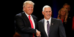 Donald Trump and Mike Pence at campaign event in Roanoke, Va.