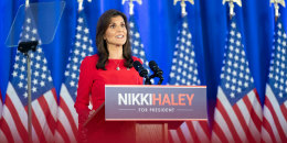Nikki Haley at her campaign headquarters in Daniel Island, S.C.