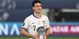Giovanni Reyna of United States Best Player Awards during the Final match between Mexico (Mexican National Team) and United States as part of the 2024 Concacaf Nations League, at AT-T Stadium, Arlington, Texas, on March 24, 2024.
