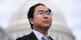 Rep. Andy Kim, D-N.J.,  attends a news conference.