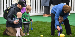 Children participate in the annual Easter Egg Roll on the South Lawn of the White House