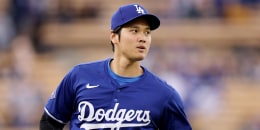 Shohei Ohtani in a spring training game with the Los Angeles Dodgers.