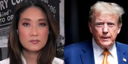 Katie Phang and Donald Trump in a side-by-side graphic