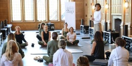 “PowerDown2PowerUp" participants started one morning with some energizing breathwork. 
