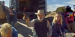 In this image taken from video released by the Santa Fe County Sheriff's Office, Alec Baldwin gestures while talking with investigators following a fatal shooting on a movie set in Santa Fe, New Mexico in 2021.