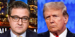 A split image of Chris Hayes and Donald Trump