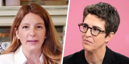 Side by side split image of Michele Morrow and Rachel Maddow.