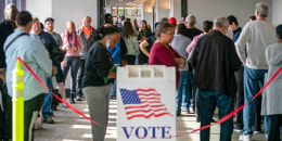 People in line to vote.