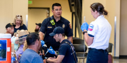 Patients are treated inside of a clinic