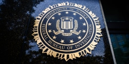 Federal Bureau of Investigation seal is seen on J. Edgar Hoover FBI Building