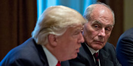 John Kelly, right, and Donald Trump  at a Briefing With Senior Military Leaders