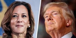 A split composite of Kamala Harris and Donald Trump.