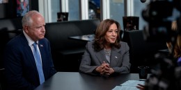 Tim Walz and Kamala Harris being interviewed by CNN’s Dana Bash on Aug. 29, 2024.