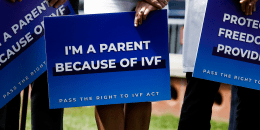 Medical workers and IVF patients  outside of the U.S. Capitol Building in Washington, DC. on June 12, 2024.