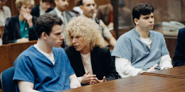 From left to right; Erik Menendez with his attorney, Leslie Abramson and his brother Lyle Menendez in Los Angeles, Calif on March 9, 1994. 