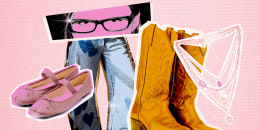 Photo Illustration: Ballet flats, barrel jeans. bayonette glasses, cowboy boots, layered necklaces