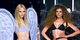 Alex Consani  and Valentina Sampaio walk the runway