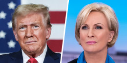 A split side by side image of Donald Trump and Mika Brzezinski.