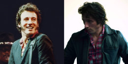 Bruce Springsteen in 1981; Jeremy Allen White in a preview from "Deliver Me From Nowhere."