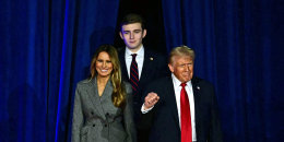 Donald Trump arrives with Melania and Barron