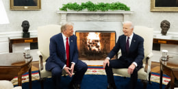 Donald Trump and Joe Biden in the Oval Office