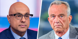 A split side by side image of Ali Velshi and Robert F. Kennedy, Jr. 