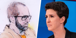 A split composite of Alexander Smirnov and Rachel Maddow.