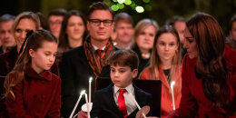 Princess Charlotte, Prince Louis and Catherine, Princess of Wales light candles at the 'Together At Christmas' Carol Service.