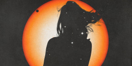 Woman Silhouette Against Cosmic Backdrop