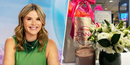 Jenna next to gift bag