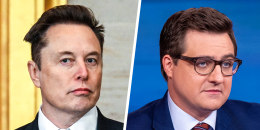 A side by side composite image of Elon Musk and Chris Hayes