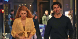 Blake are seen on the set of "It Ends with Us" on Jan. 12, 2024 in Jersey City, N.J.