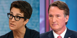 Photo Illustration: Rachel Maddow and Glenn Youngkin 