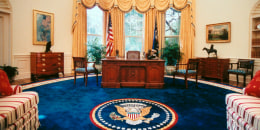 Newly renovated White House  Oval Office in 1993.