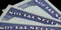 Close-up of social security cards.