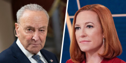 A split composite of Chuck Schume and Jen Psaki.