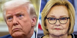 A split composite of Donald Trump and Claire McCaskill.