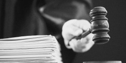 A judge holding gavel