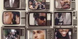Photo Illustration: TV screens with images of the Met Gala co-chairs (Pharrell, A$AP Rocky, Colman Domingo, Lebron James, and Lewis Hamilton)