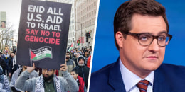 Protesters call for an end to aid to Israel; Chris Hayes.