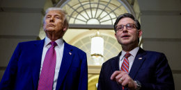 Image: President Trump Attends GOP House Caucus Meeting On Capitol Hill As Budget Bill Faces Resistance