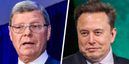 A split composite of Charlie Sykes and Elon Musk.