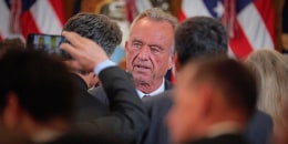 Health and Human Services Secretary Robert F. Kennedy Jr. talks to guests following an event to release the new Make America Healthy Again Commission report at the White House on May 22, 2025.