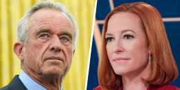 A split composite image of Robert F. Kennedy Jr. and Jen Psaki.